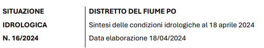 Situazione idrologica agg18042024